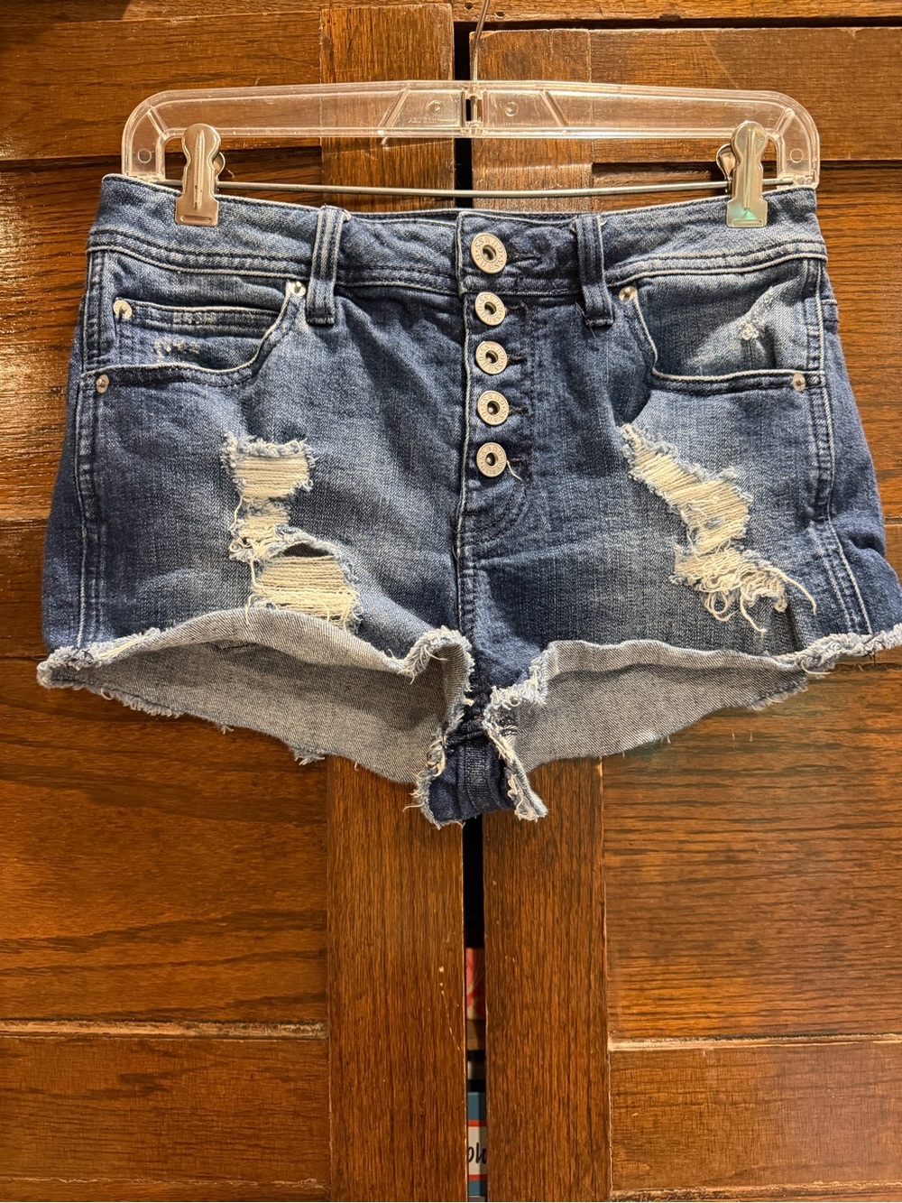 Guess 27” Distressed Blue Button-Fly Denim short Shorts jeans jorts daisy dukes